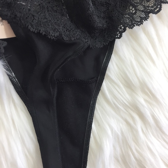 Victoria’s Secret Angels Black Lace Low Rise Thong - Picture 3 of 6